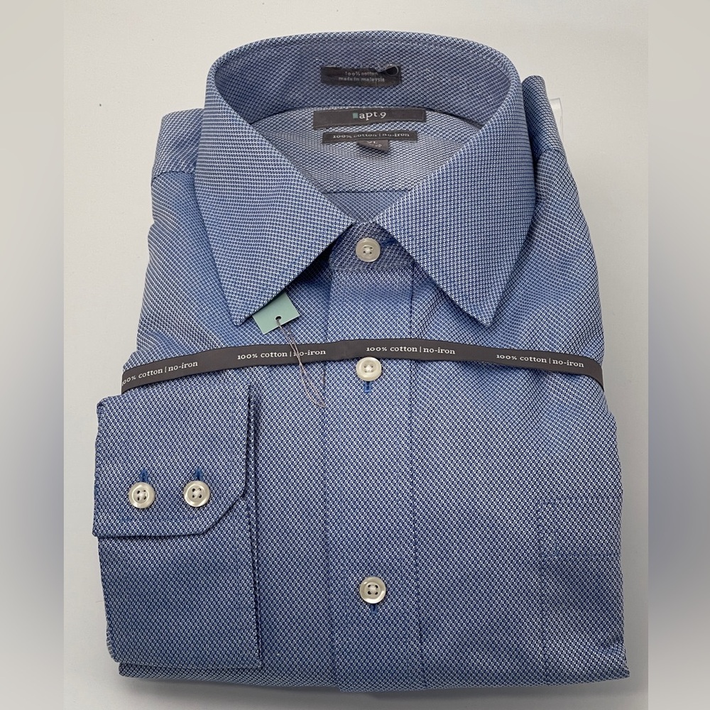 NWT Apt. 9 Men's Textured Blue Dress Shirt